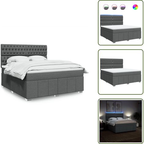 Sommier à lattes de lit avec matelas Gris foncé 180x200cm Tissu - Sommier À Lattes De Lit - Sommiers À Lattes De Lit - Lit - Meuble De Chambre À Coucher (1/5)