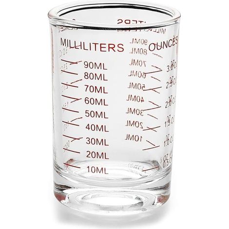 Verre doseur de 90 ml et petit verre à vin gradué pour bar et cuisine (1/5)