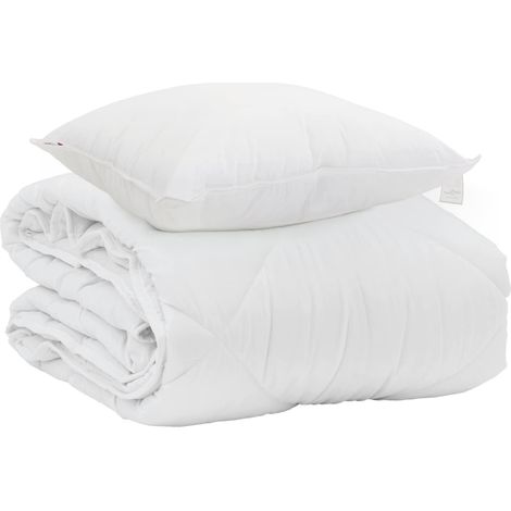 Duvet d'été simple avec oreiller 2 pcs Blanc Microfibre (1/5)