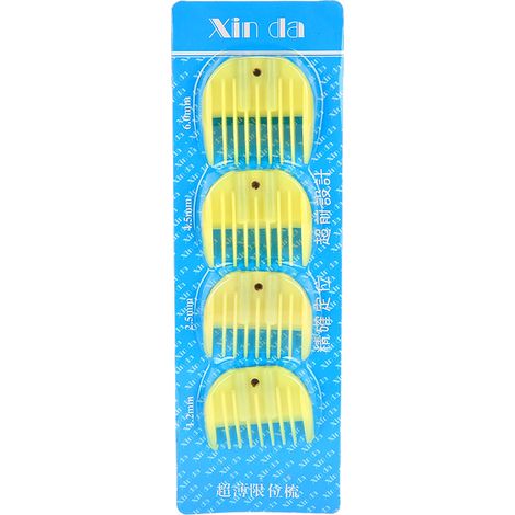 Lot 4 guides de coupe pour tondeuse à cheveux jaunes, peigne coiffure coiffeur, accessoires de coupe à limiteur 4 pièces (1/5)