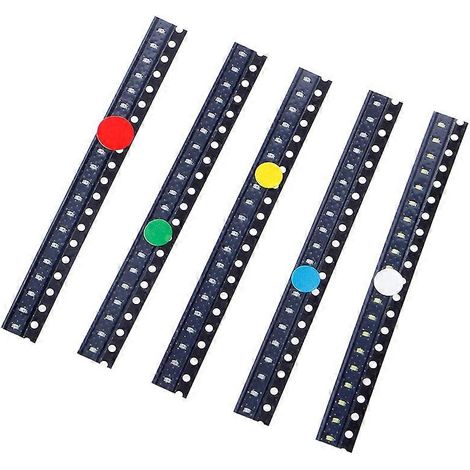 Kit de 100 LED SMD 0603 de 5 couleurs (rouge, vert, bleu, jaune, blanc). (1/5)