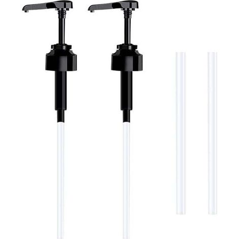 Lot de 2 Pompe doseuse bidon 5 litres Bouteille Pompe Vide(Noir), réutilisables Flacon Pompe Vide Plastique Remplacement de 38 cm pour contenants d'assaisonnement de Liquide de Salle de Bain (1/4)