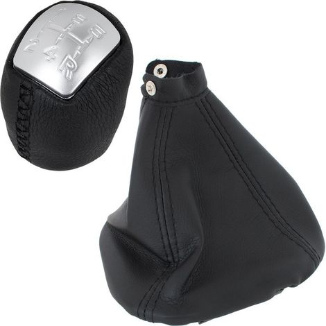 Pomo de cambio de marchas Iveco Daily IV V 06-14 PLATA 5 VELOCIDADES + funda de cambio NEGRA + marco 2 uds. SET