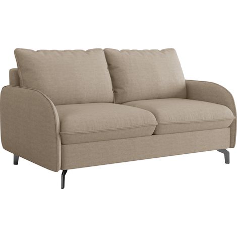 MARTINE - Canapé 3 places convertible en tissu taupe matelas 14 cm (1/5)