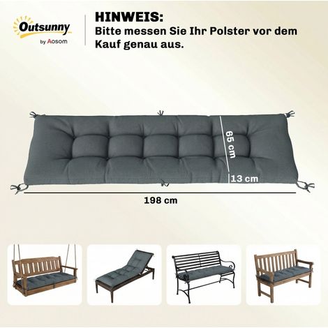 Coussin pour bain de soleil extérieur 198 x 65 x 13 cm en polyester gris foncé (1/4)