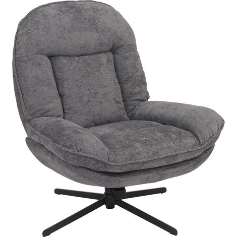 [NEUWERTIG] Relaxsessel HHG-187, Fernsehsessel Nosagfederung Polstersessel, drehbar Metall Stoff/Textil Chenille (370 g/m²) grau