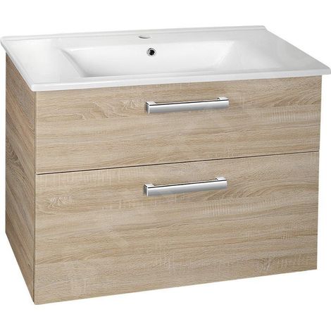 Aqualine Vega - Meuble lavabo 82x68x44 cm, chêne platine VG883 (1/5)