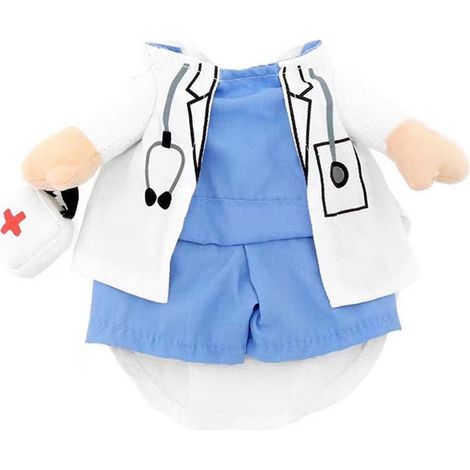 1 costume de docteur pour chien ou chat, bleu, polyester, taille S à XL, Halloween et fêtes (1/5)