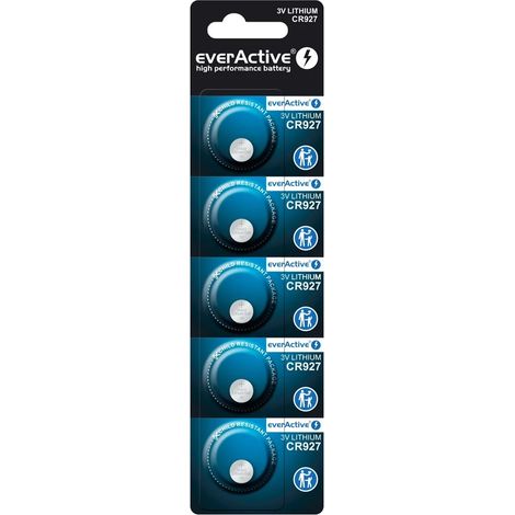 everActive CR927, 3 V, Mini-Batterien de Knopf de Lithium, leistungsstärkere Batterie, 10 Jahre de Lebensdauer, 5 Stück - 1 Blisterpackung (1/2)