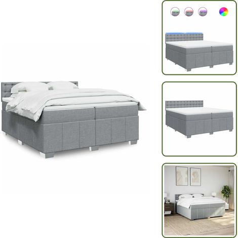 Sommier à lattes de lit avec matelas Gris clair 200x200cm Tissu - Sommier À Lattes De Lit - Sommiers À Lattes De Lit - Lit - Meuble De Chambre À Coucher (1/5)