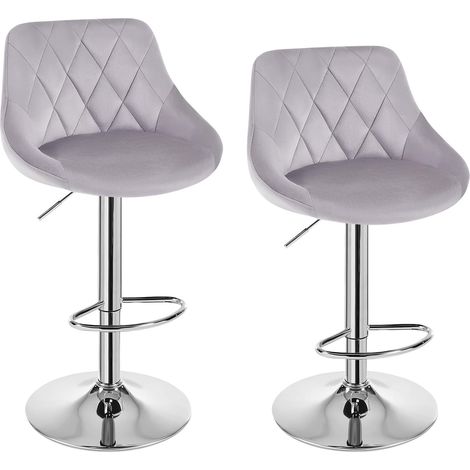 WOLTU 2 x Bar Stools Kitchen Swivel Gas Lift Stools Breakfast Pub Chair Stools Light Grey