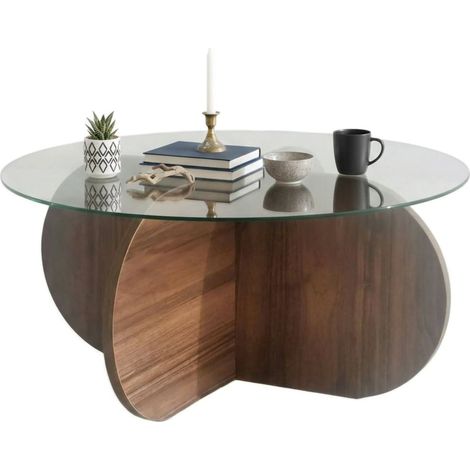Dmora - Tavolino da salotto Nila, Tavolo basso da caffè, Portariviste per divano, Ripiano da soggiorno, 75x75h35 cm, Noce