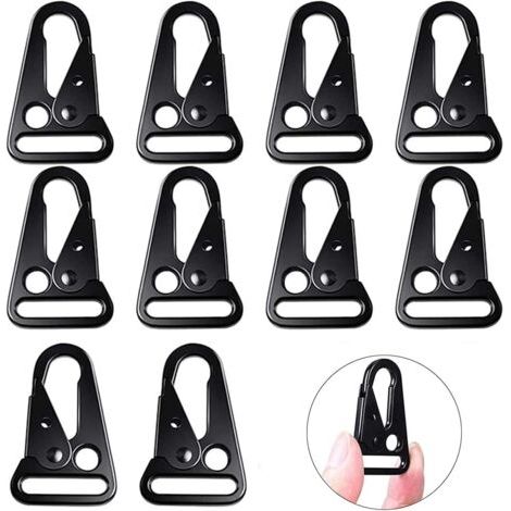 10 Pièces Ceinture à Suspendre Mousqueton, Mousqueton Suspendu Tactique, Mousqueton Tactique, pour l'Alpinisme, Le Camping, la Randonnée, la Chasse, Les Activités de Plein Air (Noir) (1/5)
