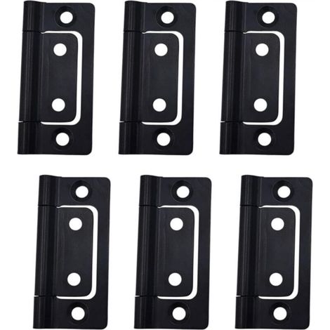 Klappbänder 51 x 25 mm, 6 Stück, für eingelassene Türen, geräuschlos, schwarz, für Türen, Fenster und Schränke