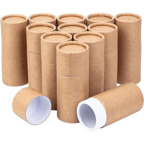 12 x 50 ml Burlywood Kraft Round Cardboard Tubes Kraft Paper Containers for Pencils Tea Caddy Coffee Cosmetics Crafts Gift Packaging (1/5)