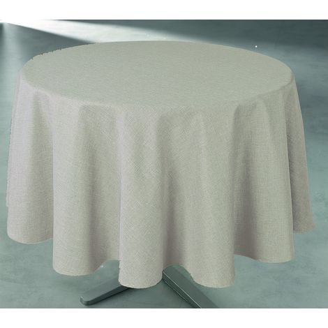 Tischdecke (0) 160cm Webmuster Leinen Beige - Access Deco