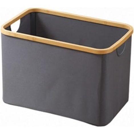 Panier de blanchisserie/boîte de rangement pliable en bambou, adapté aux chambres et aux salles de bains (Gray, 45 x 30 x 24 cm) (1/5)