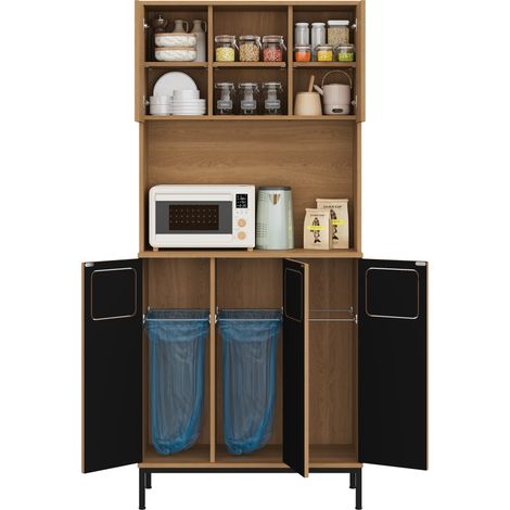Mobile cucina alto per raccolta differenziata MDF effetto quercia 80 x 35 x 181 cm MODENUIT (1/5)