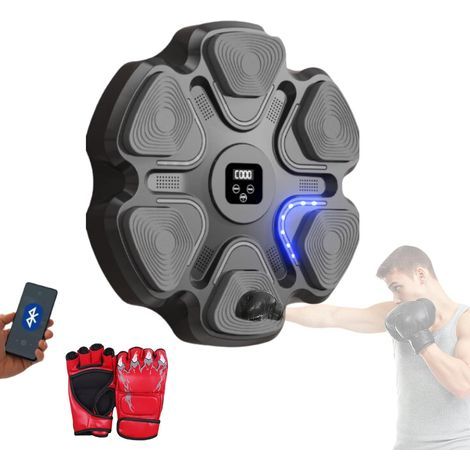 Machine de Boxe Musicale, Équipement D'entraînement de Boxe Mural en PU, Tapis de Boxe LED avec Gants de Boxe, Bluetooth, Lumières au Rythme de la Musique. (1/5)