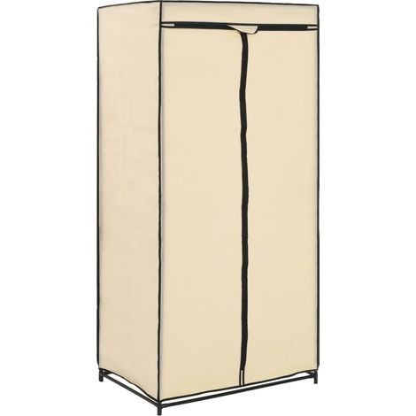 Vidaxl – Garde-robe crème 75x50x160 cm – Cadre en fer robuste – Housse en polyester respirant – Fermetures éclair – Système de montage sans perçage