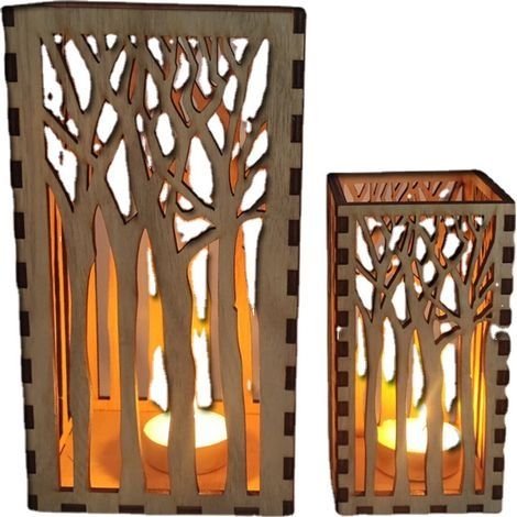 Lanterne en bois ajourée à motif d'arbre, porte-bougie décoratif, romantique, pour maison, entrée, Table, Patio, balcon, jardin, ferme (1/5)