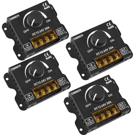 Set mit 4 DC 12V/24V LED-Dimmern für LED-Streifen, 30A 12V, PWM-Dimmer, Helligkeitsregler, Helligkeitsregler für LED-Streifen