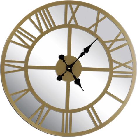 Orologio da Parete Maxi in Ferro Tondo con Specchio 60 x 5 cm