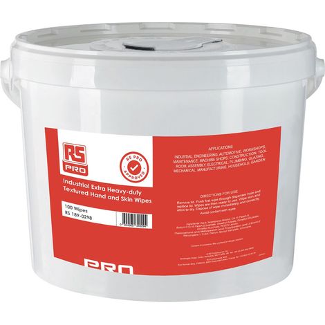 Rs Pro – Lingettes Heavy Duty pour nettoyage des mains – 100 lingettes par seau – Humides pour nettoyage en profondeur – Usage unique
