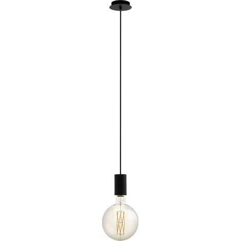 Eglo Pendelleuchte Pozueta schwarz Ø 12,5 cm E27 Pendelleuchten (1/5)