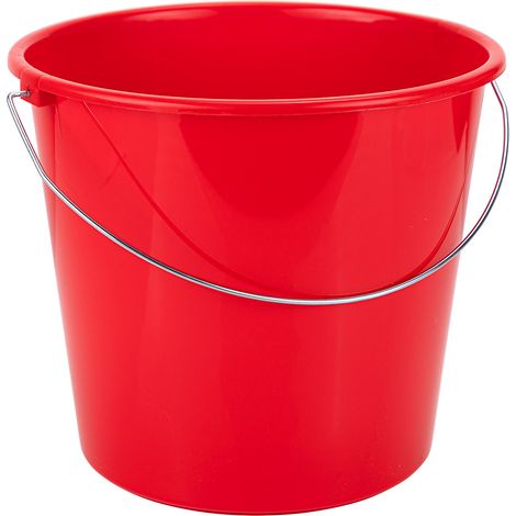 KesTek Haushaltseimer Putzeimer Transporteimer 10L Rot Metallbuegel (1/2)