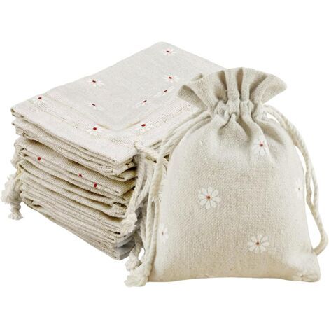 Sollbry Lot de 20Pcs Pochettes Sachets en Lin Chanvre Sachets en Jute avec Cordon (1/3)