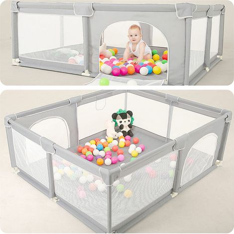 Parc Pour Bébé Grande Portable Enfants, Barrière de Sécurité pour enfant, Parc De Jeux Bébé avec Filet Respirant Sur Quatre Côtés et Ventouses - 150x200cm (1/5)