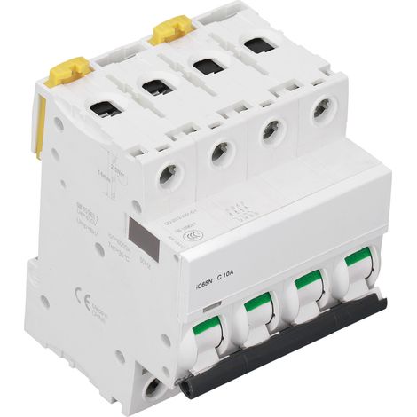 Disjoncteur miniature 4P Pa66, disjoncteur monté sur rail DIN, basse tension 400 V, 6000 A, pouvoir de coupure C10A (10 A) (1/5)