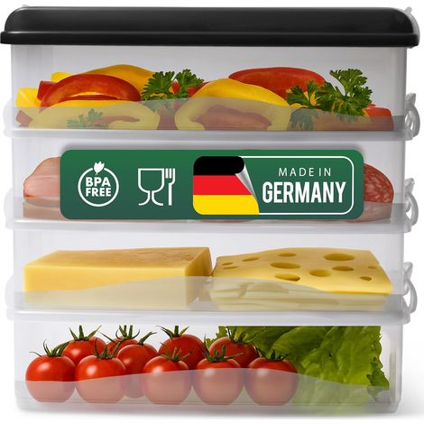 Novaliv 4x grands récipients de conservation des aliments avec 1x couvercle, empilables pour réfrigérateur et congélateur, ensemble de récipients de