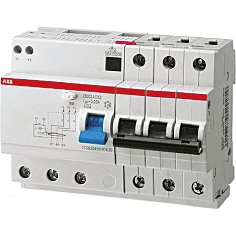 Disjoncteur différentiel magnéto-thermique ABB 16A 3P, sensibilité 30mA, Montage rail DIN, DS203 ( Prix pour 1 ) (1/2)
