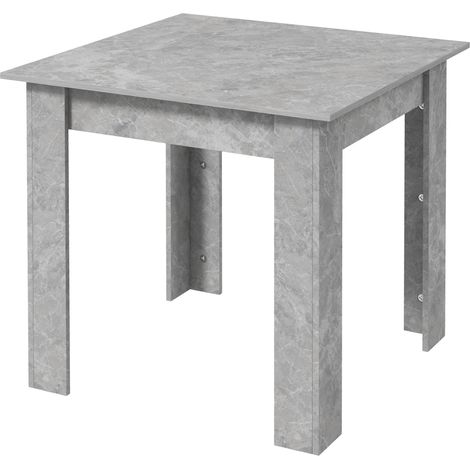 Square Dining Table, Modern Small Dining Table Faux Cement Effect, Space Saving, Non-slip Foot Pads, Cement Grey (1/5)