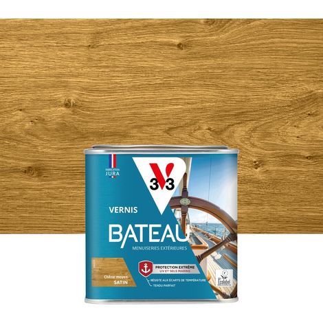 Vernis bois extérieur Chêne moyen satin - Vernis bateau - Protection extrême UV et sels marins - Résistance aux écarts de températures - 0,5L (1/3)