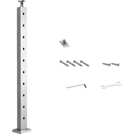 Mophorn Kabelgeländerpfosten aus Edelstahl, 91 x 2,5 x 5 cm, 1 Stück, vorgebohrte Pfosten mit Montagehalterung, Treppengeländerpfosten, Silber, 1JZLGZXYS914I4BDB001V0