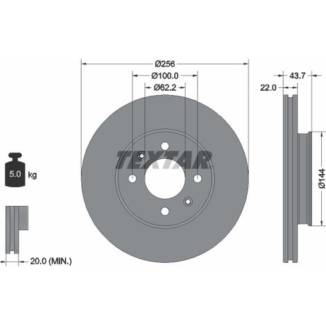 Lot de 2 Disques de frein Textar 92304603 HYUNDAI 51712C8000 51712F9000