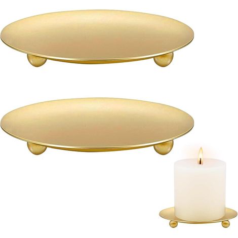 Kerzenhalter 2 Stück Stumpenkerzen Metall Hochzeit Gold (1/5)