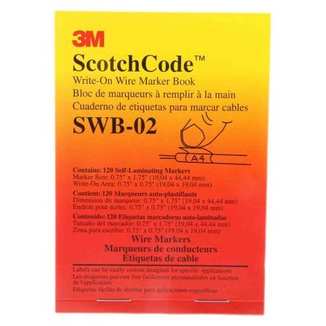 Carnet de repères de câbles 3M SWB -02 Adhésif, Ø câble 6 8mm, texte : Blank, Blanc ( Prix pour 1 )