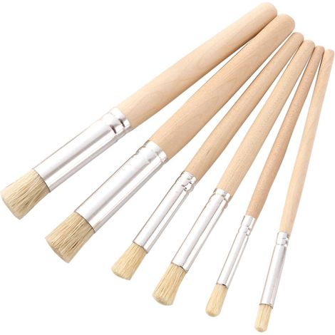 Set aus Holz-Schablonenpinseln mit runder Spitze und Borstenhaar, leicht zu reinigen, Künstlerbedarf, Geschenkidee