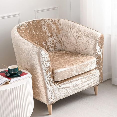 Set of 2 stretch velvet armchair covers with removable cushion cover for sofa, club, bar, lounge counter (light gold) (1/5)