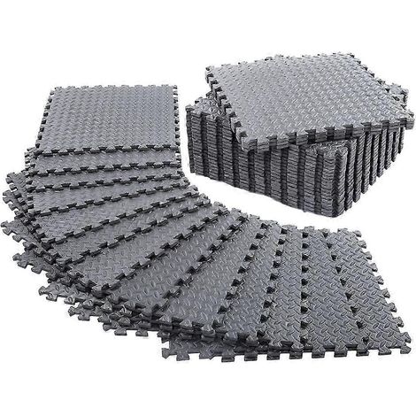 Tapis de sol de 12 pièces compatibles avec les salles de sport à domicile ou les équipements de yoga/musculation (gris) (1/5)