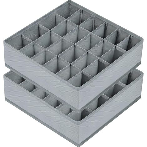 Lot de 2 boîtes de rangement pour sous-vêtements et chaussettes avec 24 compartiments (1/5)