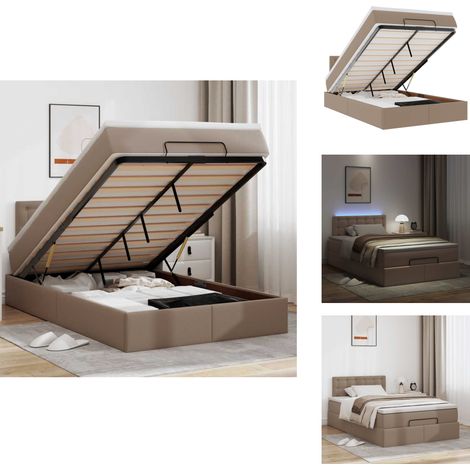 Cadre de lit ottoman et matelas cappuccino 120x200cm similicuir - Cadre De Lit Ottoman - Cadres De Lit Ottoman - Cadre De Lit - Cadre De Lit Avec Rangement (1/5)