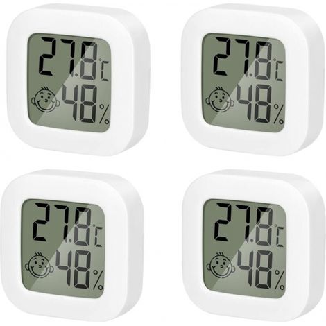 4er-Pack hochpräzises elektronisches Innenthermometer und Feuchtigkeitsthermometer für Babyzimmer, an der Wand montiertes Trocken- und Nassanzeige-Testgerät (1/4)