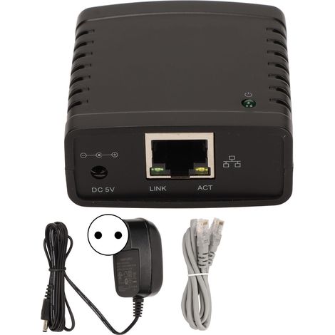 SJLERST Serveur d'impression USB TCP IP LPR 10Mbps 100Mbps, Port LAN RJ45 Standard, extension sans fil, partage 100-240V, prise ue (1/5)