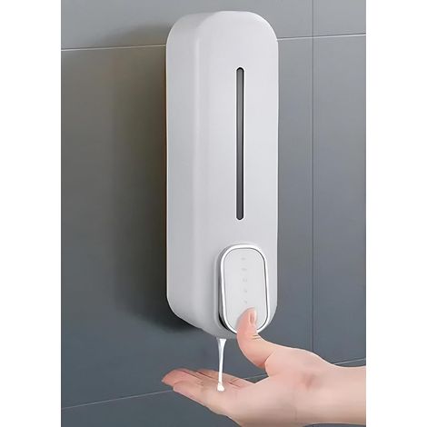 Distributeur de Shampoing et Savon Mural pour Douche, Distributeur de Gel Douche et Après-Shampoing, 350 ml, Salle de Bain, Blanc (1/5)