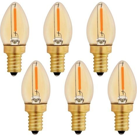 Ampoule LED C7 E12 220V, Ampoule Bougie Edison Vintage E12 0.5W Remplacement 5W, Ampoule à Filament LED E12 Ambre Ampoule Décorative Veilleuse, Blanc Chaud 2200K, Non Dimmable, Lot de (1/4)